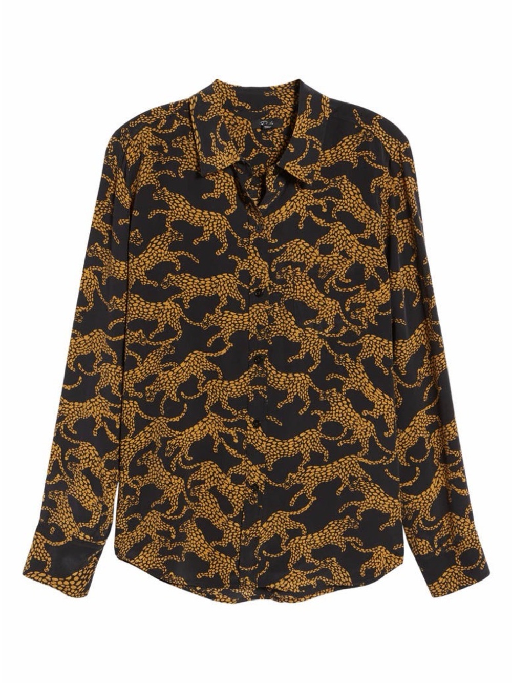 Rails โKateโ Lynx Silk Button-Down Shirt w/ Gold Animal Print, XS